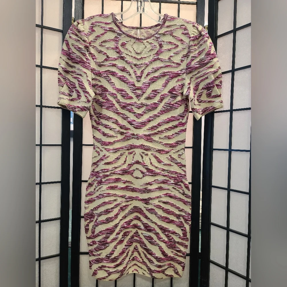 Free People Zebra Stripe BodyCon Dress sz XS/S - Picture 3 of 9
